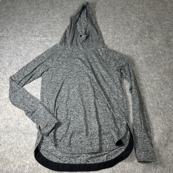 Athleta Uptempo Hoodie Sweatshirt Women’s Small Heathered Grey Thumb Holes - Picture 1 of 8